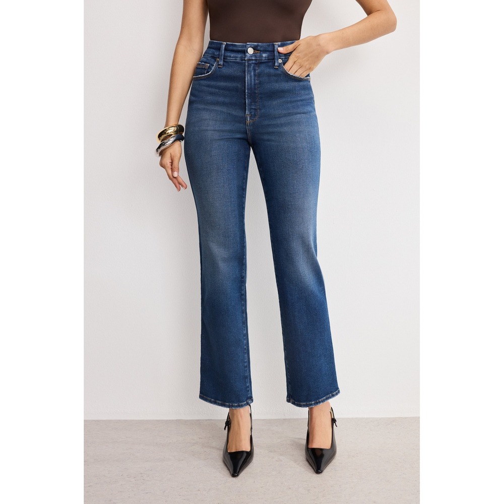 Good American Good Curve Straight Super High Rise Jeans Blue 0/25 Inseam 28
